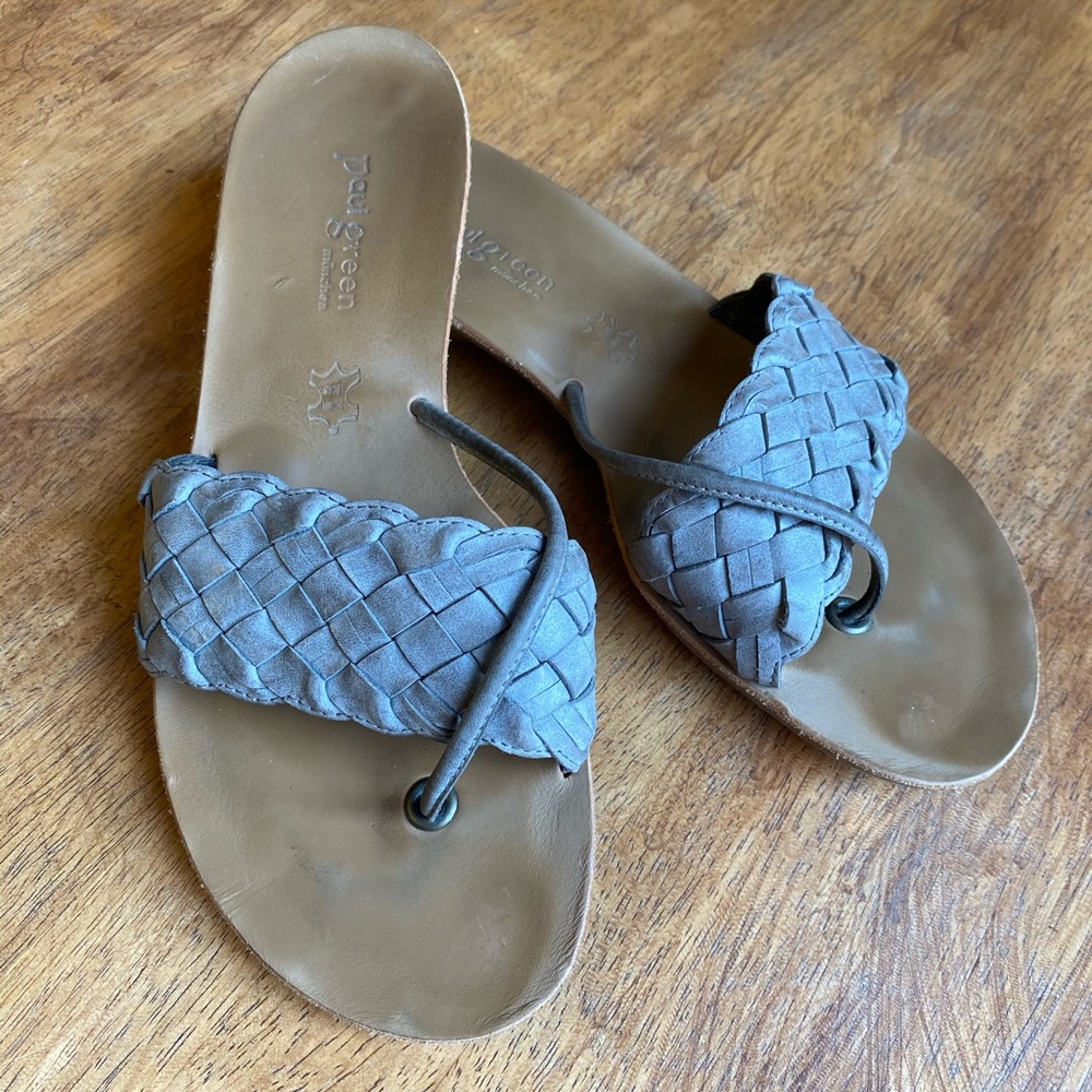Paul Green Gray Woven Slide Sandals